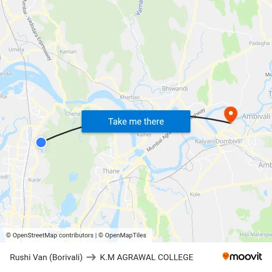 Rushi Van (Borivali) to K.M AGRAWAL COLLEGE map