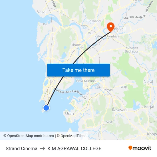 Strand Cinema to K.M AGRAWAL COLLEGE map