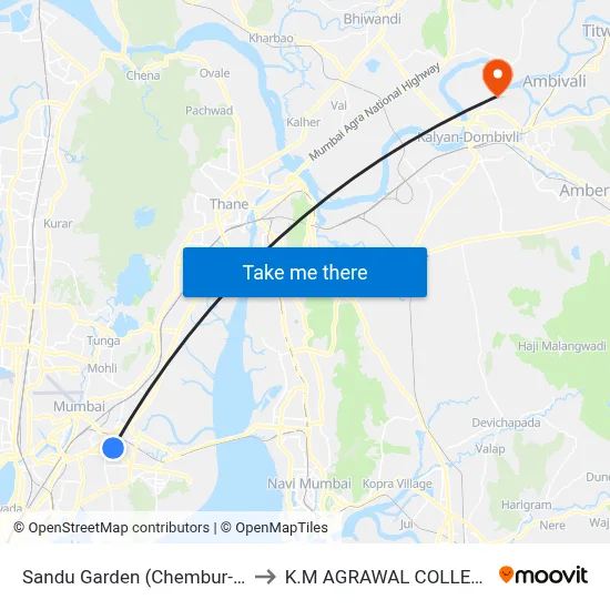 Sandu Garden (Chembur-E) to K.M AGRAWAL COLLEGE map