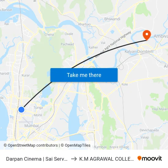 Darpan Cinema | Sai Service to K.M AGRAWAL COLLEGE map