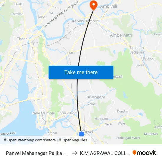 Panvel Mahanagar Pailka Office to K.M AGRAWAL COLLEGE map