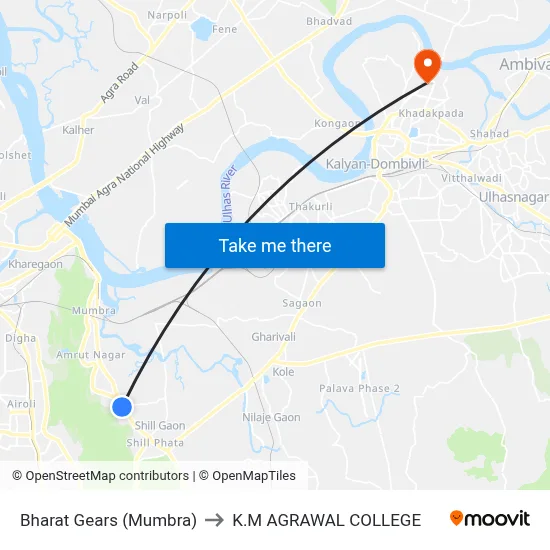 Bharat Gears (Mumbra) to K.M AGRAWAL COLLEGE map