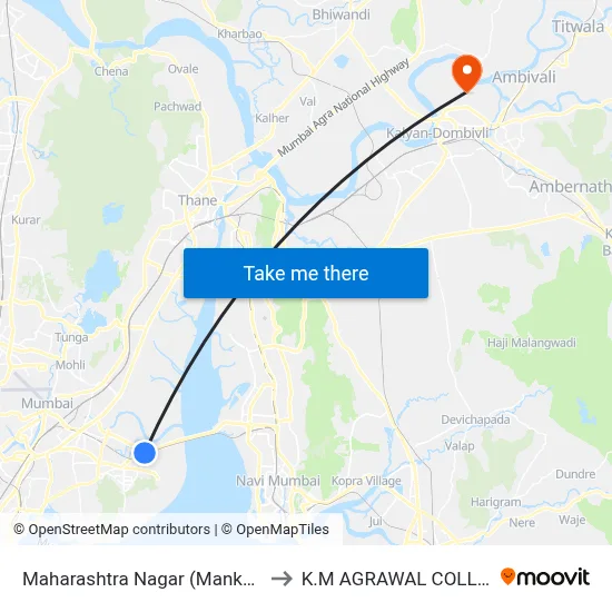Maharashtra Nagar (Mankhurd) to K.M AGRAWAL COLLEGE map
