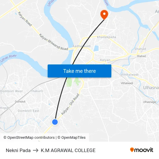 Nekni Pada to K.M AGRAWAL COLLEGE map
