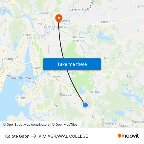 Kalote Gaon to K.M AGRAWAL COLLEGE map