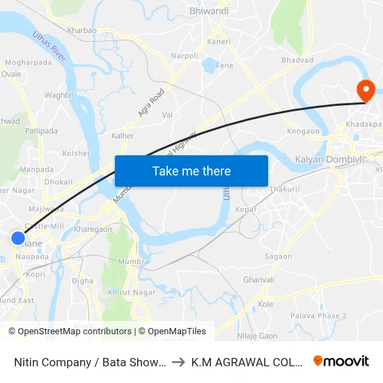 Nitin Company / Bata Showroom to K.M AGRAWAL COLLEGE map