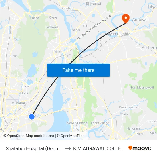 Shatabdi Hospital (Deonar) to K.M AGRAWAL COLLEGE map