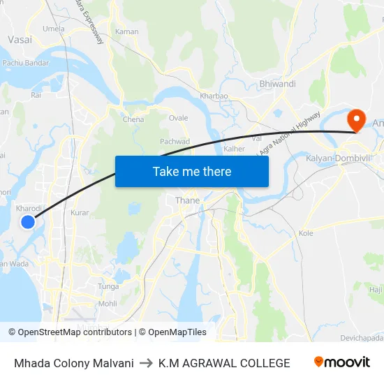 Mhada Colony Malvani to K.M AGRAWAL COLLEGE map