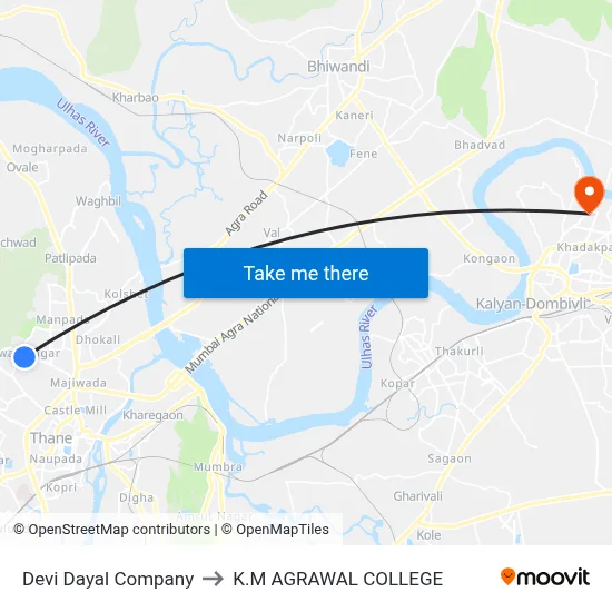 Devi Dayal Company to K.M AGRAWAL COLLEGE map