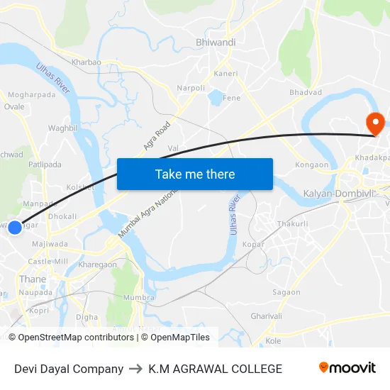Devi Dayal Company to K.M AGRAWAL COLLEGE map