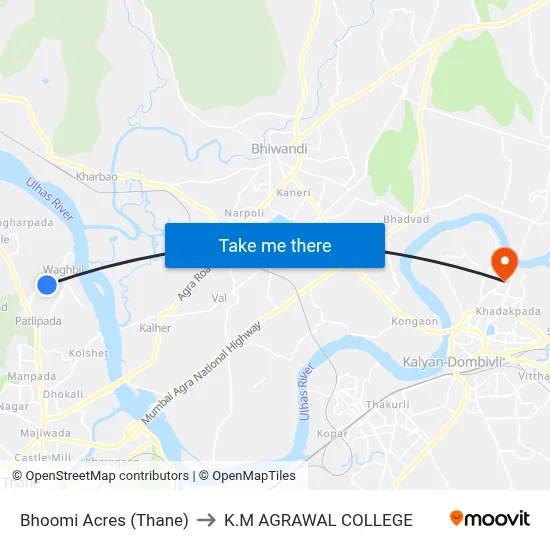 Bhoomi Acres (Thane) to K.M AGRAWAL COLLEGE map