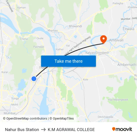 Nahur Bus Station to K.M AGRAWAL COLLEGE map