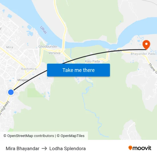 Mira Bhayandar to Lodha Splendora map