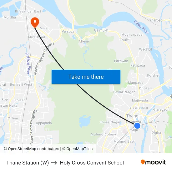 Thane Station (W) to Holy Cross Convent School map