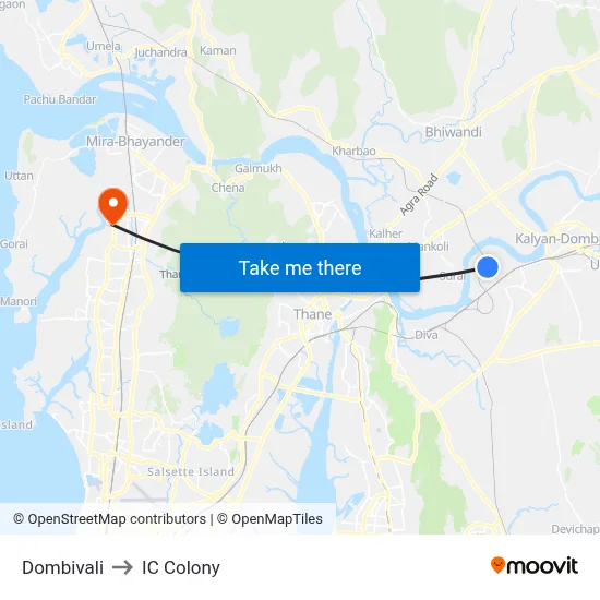 Dombivali to IC Colony map