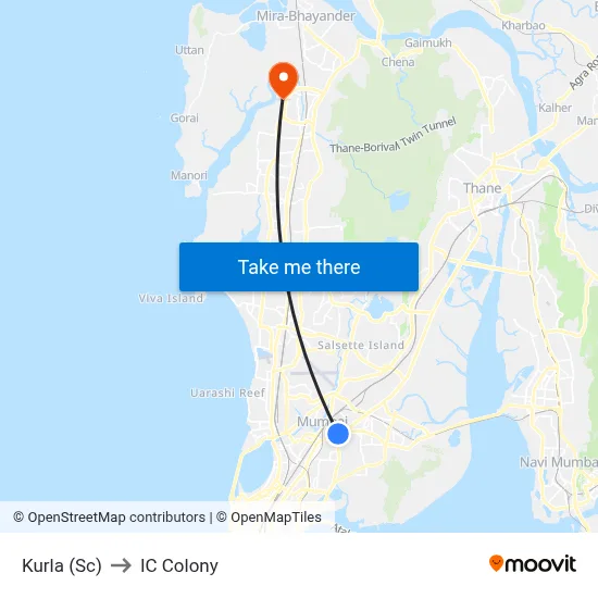 Kurla (Sc) to IC Colony map