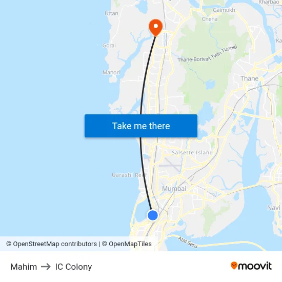 Mahim to IC Colony map
