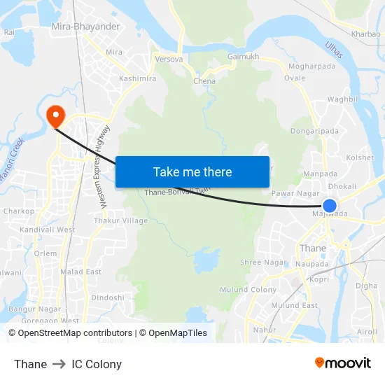 Thane to IC Colony map