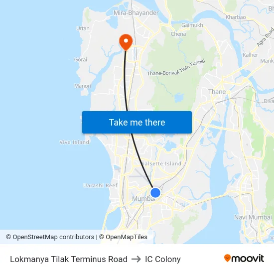 Lokmanya Tilak Terminus Road to IC Colony map