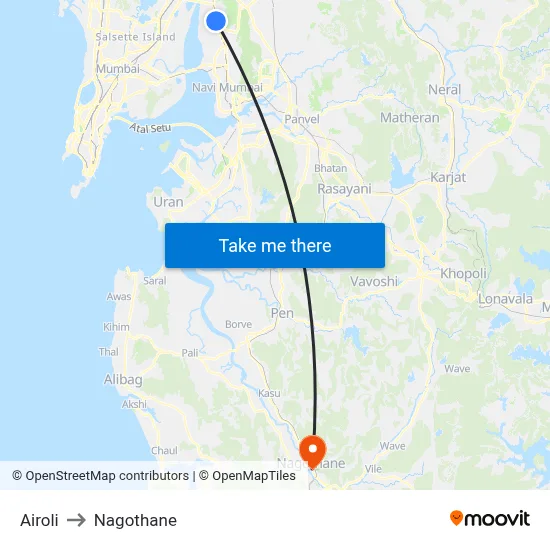 Airoli to Nagothane map