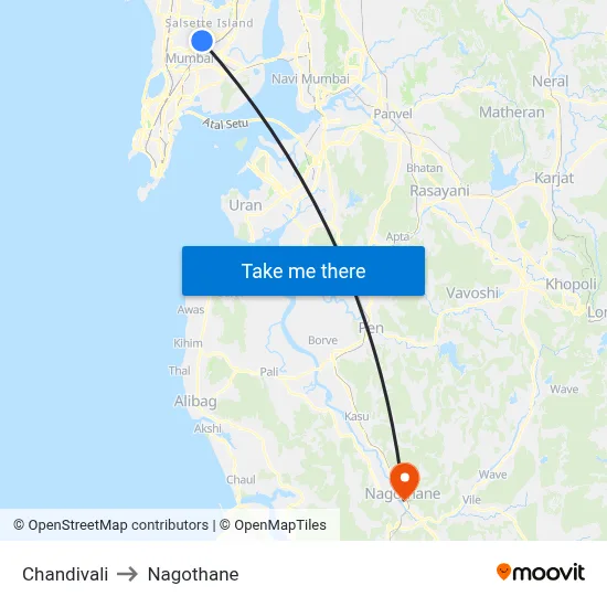 Chandivali to Nagothane map
