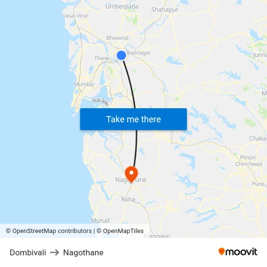 Dombivali to Nagothane map