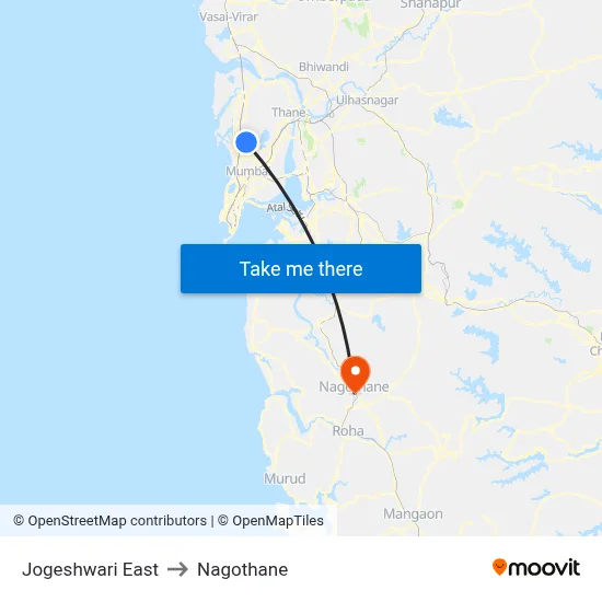 Jogeshwari East to Nagothane map