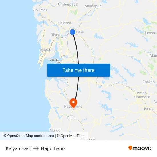 Kalyan East to Nagothane map