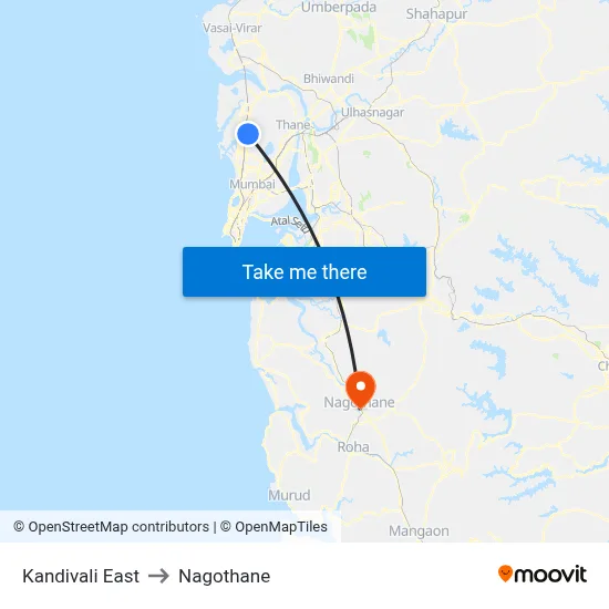 कांदिवली पूर्व to नागोठणे map