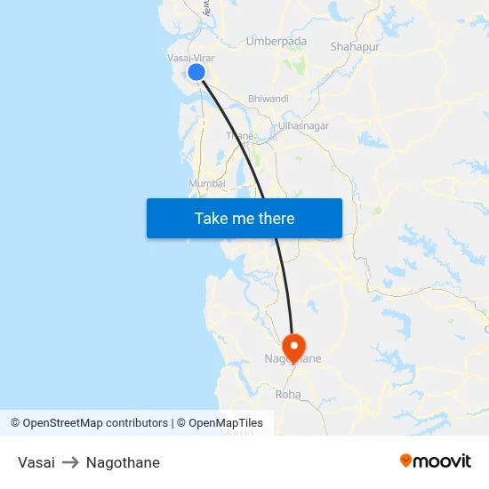 Vasai to Nagothane map