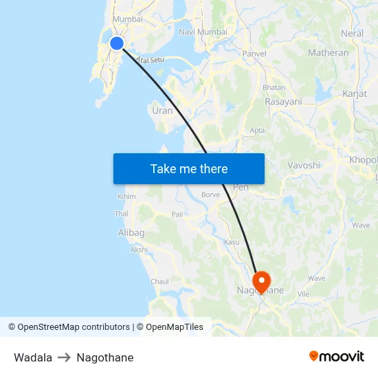 Wadala to Nagothane map