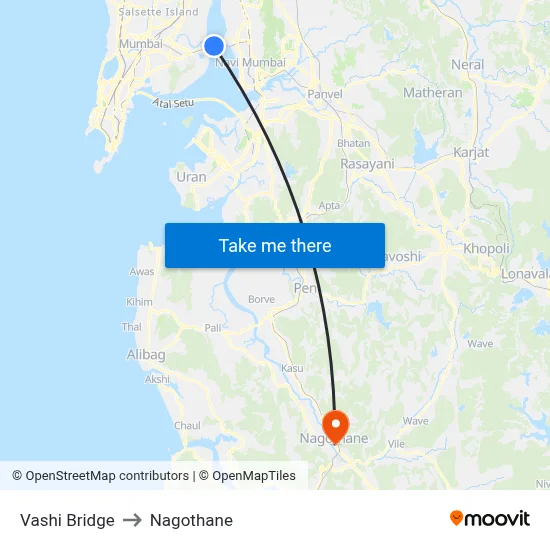 Vashi Bridge to Nagothane map