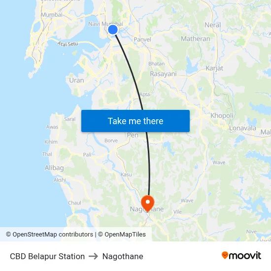 CBD Belapur Station to Nagothane map