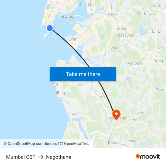 मुंबई सीएसटी to नागोठणे map
