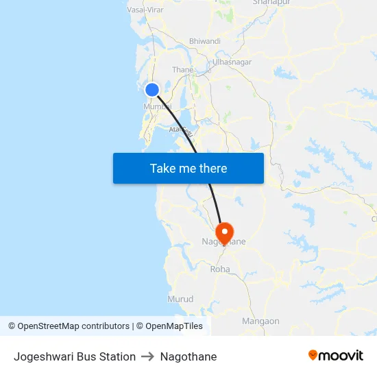Jogeshwari Bus Station to Nagothane map