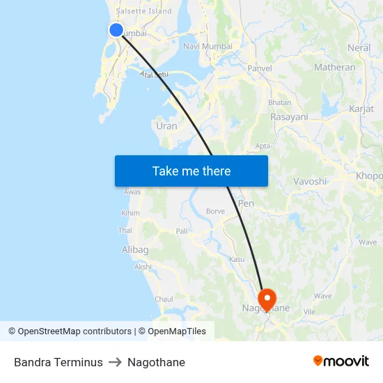 Bandra Terminus to Nagothane map
