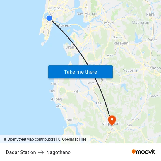 Dadar Station to Nagothane map