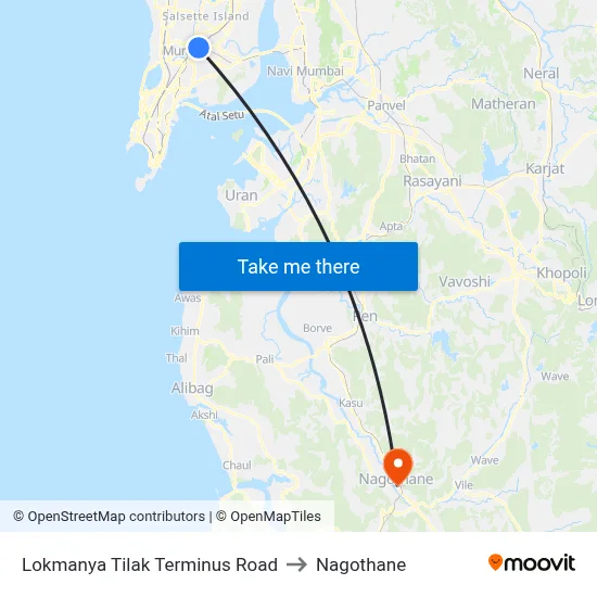 Lokmanya Tilak Terminus Road to Nagothane map