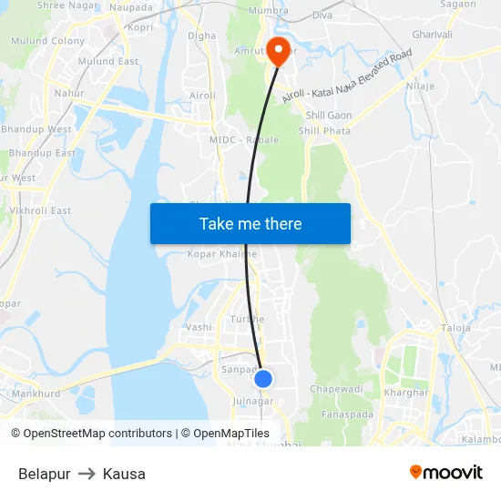 Belapur to Kausa map