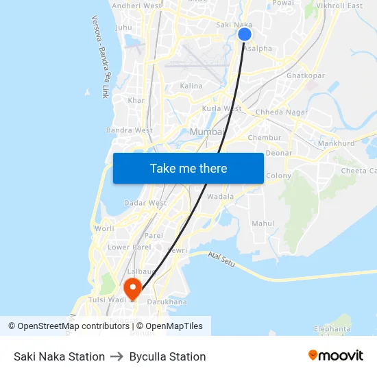 Saki Naka Station to Byculla Station map