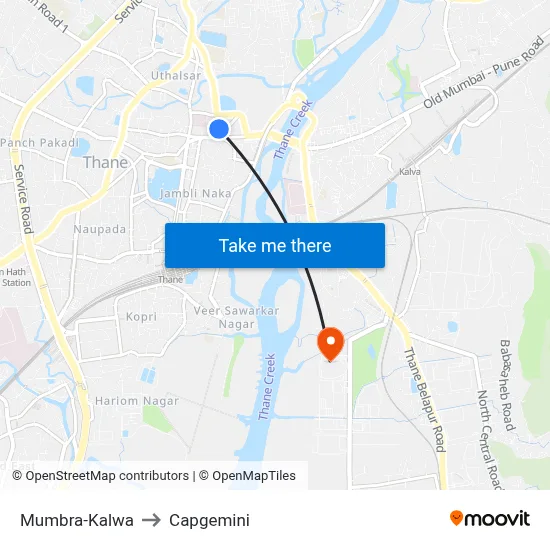 Mumbra-Kalwa to Capgemini map