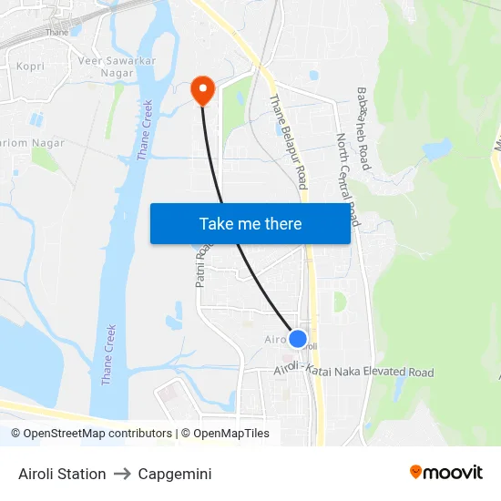 Airoli Station to Capgemini map