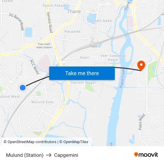 Mulund (Station) to Capgemini map
