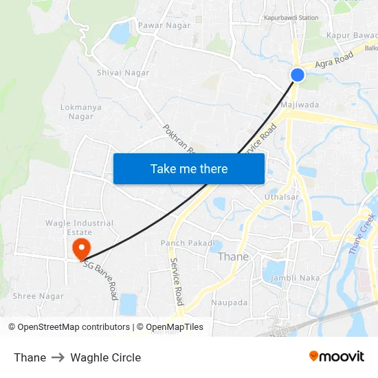 Thane to Waghle Circle map