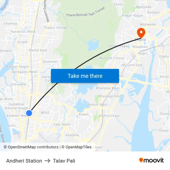 Andheri Station to Talav Pali map