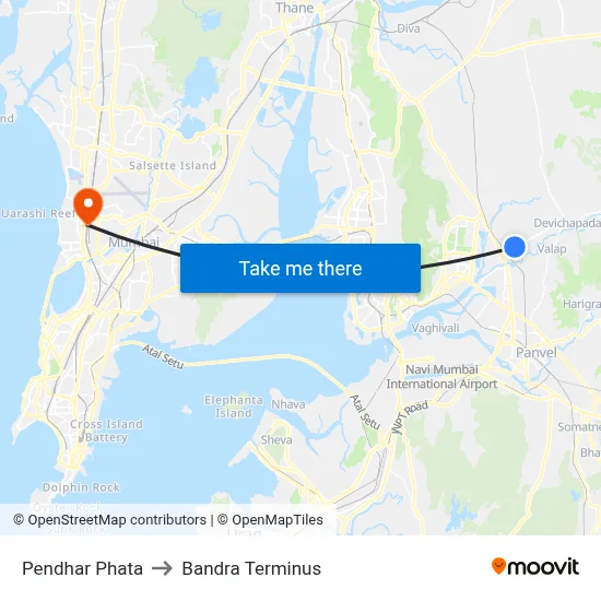 Pendhar Phata to Bandra Terminus map