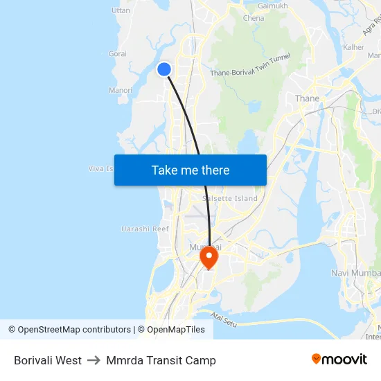 Borivali West to Mmrda Transit Camp map