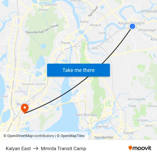 Kalyan East to Mmrda Transit Camp map