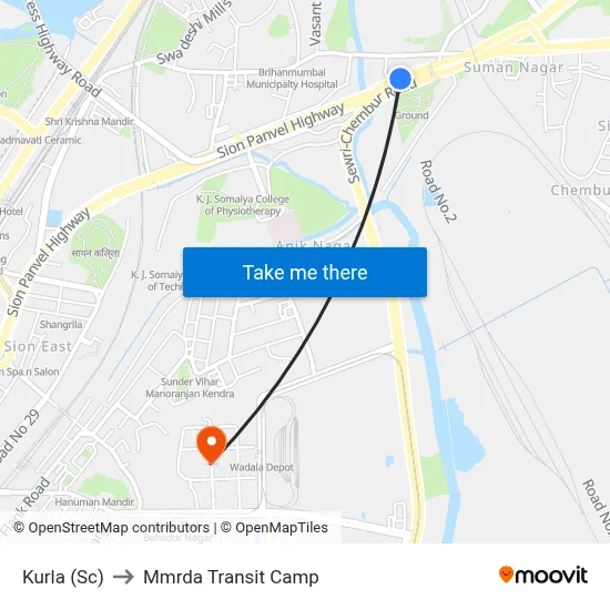 Kurla (Sc) to Mmrda Transit Camp map