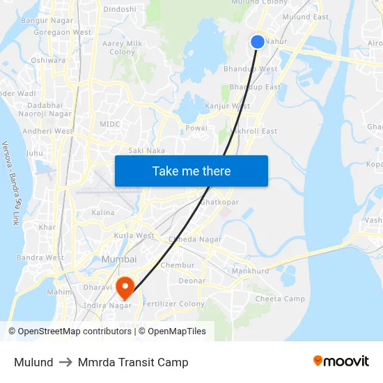 Mulund to Mmrda Transit Camp map